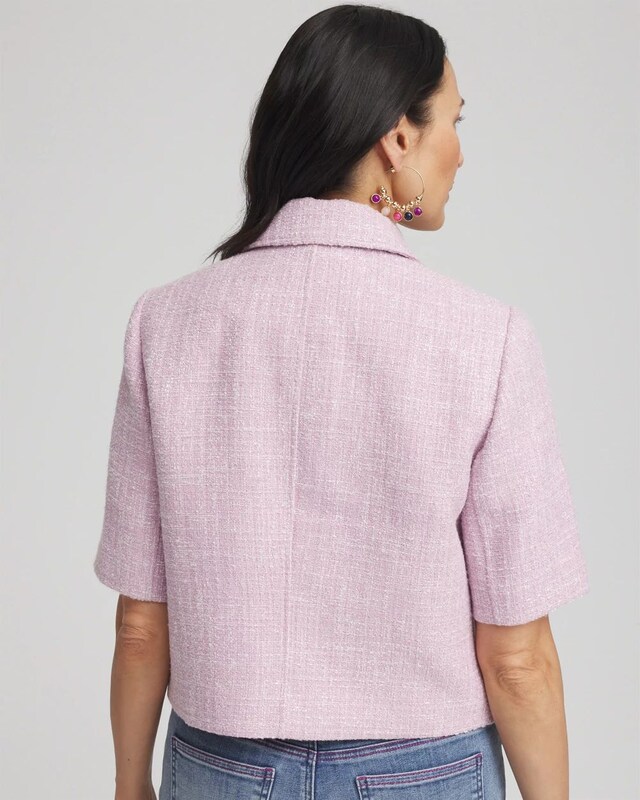 Short-Sleeved Tweed Jacket - image 3